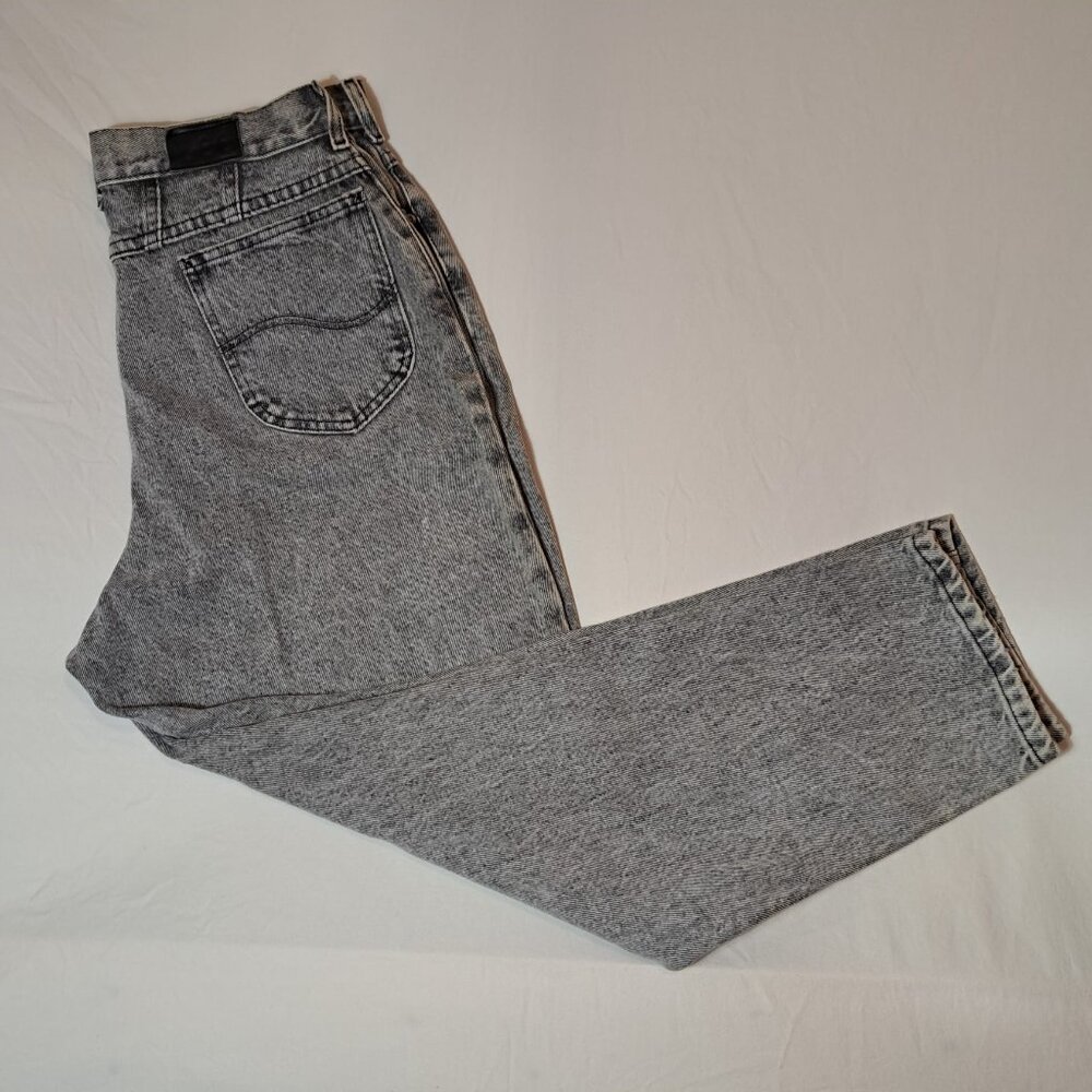 LEE Riders Jeans Women's Size 18 PET.  Gray Denim‎ High Rise Tapered USA made - Picture 3 of 14